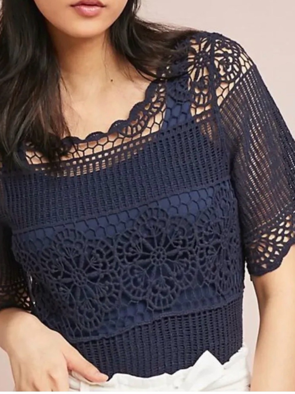Anthropologie James Coviello “Janice Crochet Top”
